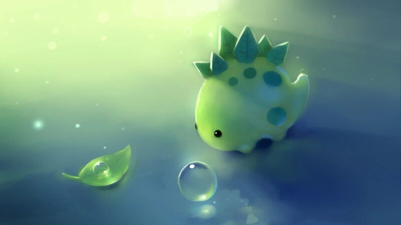 hình Rồng con chibi màu xanh