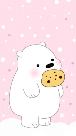 hình ảnh gấu trắng ngậm bánh