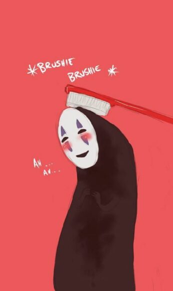 hình ảnh ma cute vô diện được bàn chải chà đầu