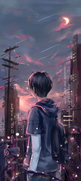 Hình ảnh Sad boy anime cô đơn giữa thành phố