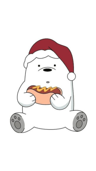 hình gấu trắng hoạt hình ăn bánh mỳ kẹp