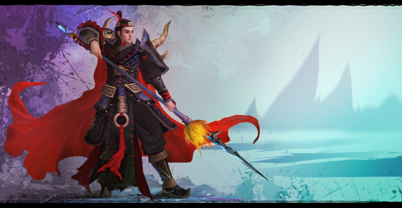 hình kiếm hiệp áo giáp đỏ