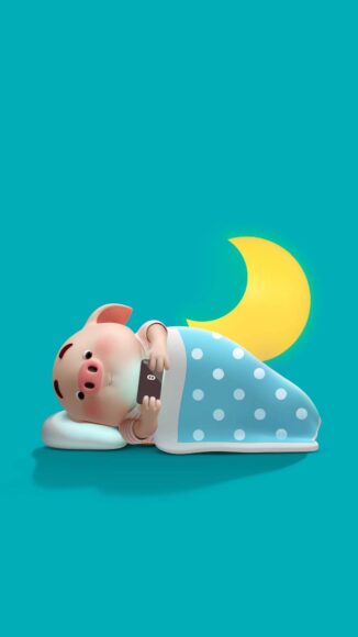 hình nền iPhone 12 Pro Max chú lợn ngộ nghĩnh ngủ ngon