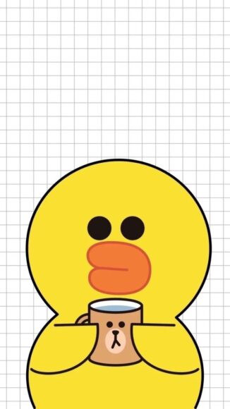 hình nền vịt vàng cute uống nước