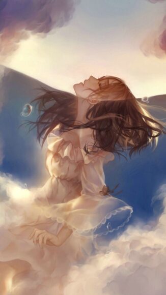 Hình sad cô gái chơi vơi giữa dòng nước