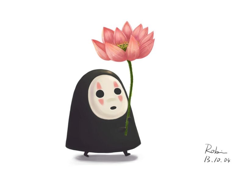 hình vô diện cầm hoa sen