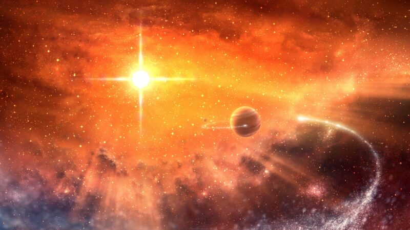 hình vũ trụ vàng rực