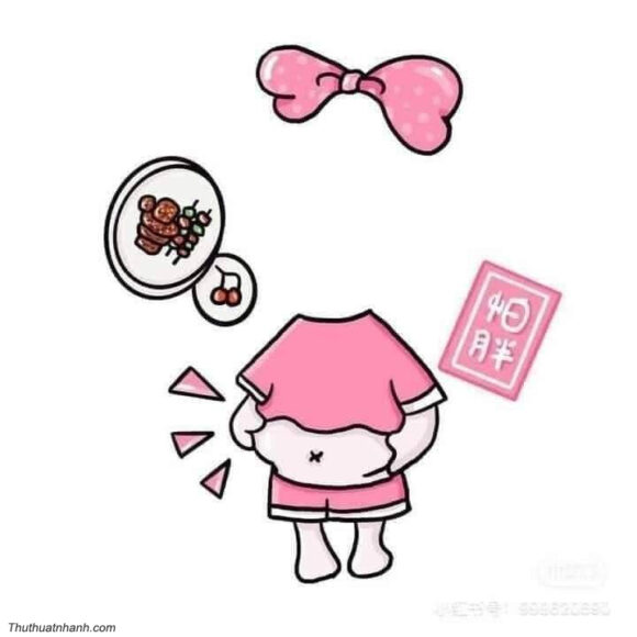 Mẫu ảnh chibi ghép mặt màu hồng cho bé gái