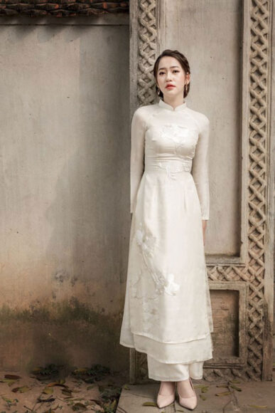 mẫu áo dài cưới lụa tơ tằm