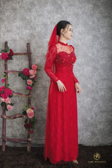 mẫu áo dài cưới rực rỡ