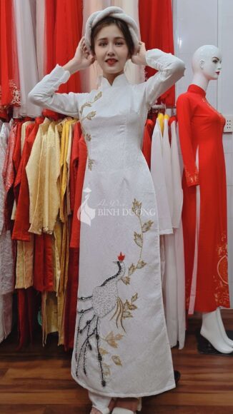 mẫu áo dài cưới trắng đẹp