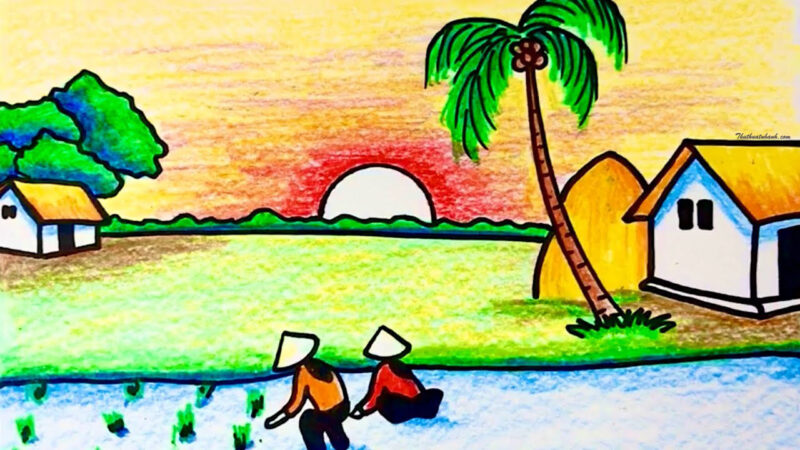 Vẽ tranh đề tài tự chọn, tự do về phong cảnh đồng quê