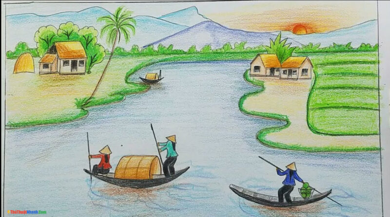 Vẽ tranh tự chọn đề tài quê hương