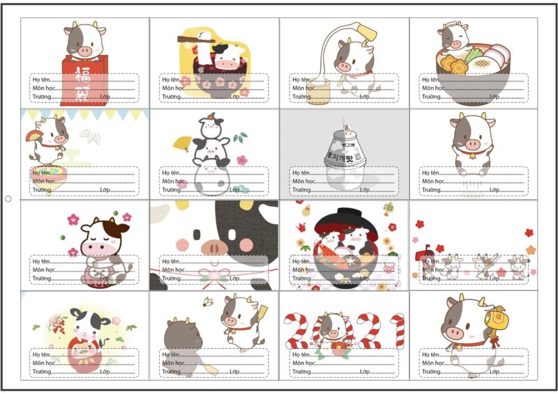 ảnh mẫu nhãn vở 16 ảnh để in sắc nét