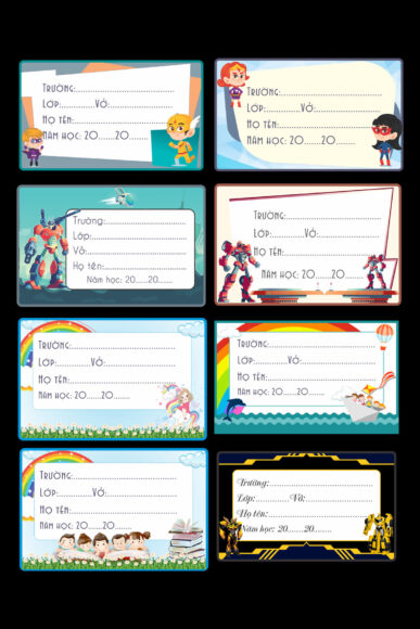 ảnh mẫu nhãn vở đơn giản sáng tạo về siêu nhân