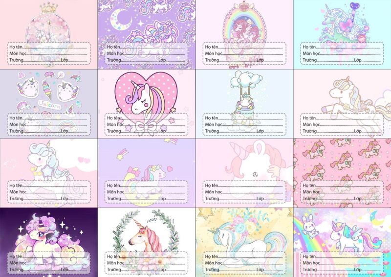 ảnh mẫu nhãn vở pony đáng yêu nhất