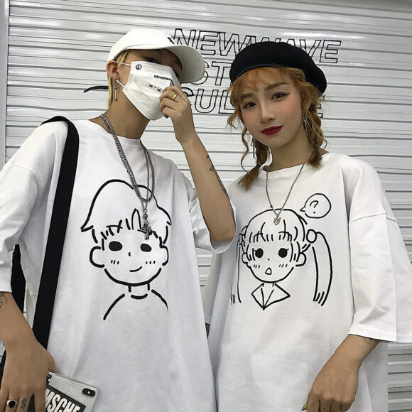 áo thun in hình hình vẽ con trai, con gái