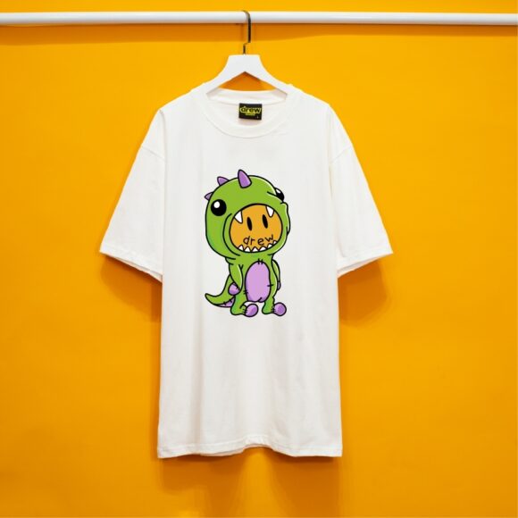 áo thun in hình khủng long xanh