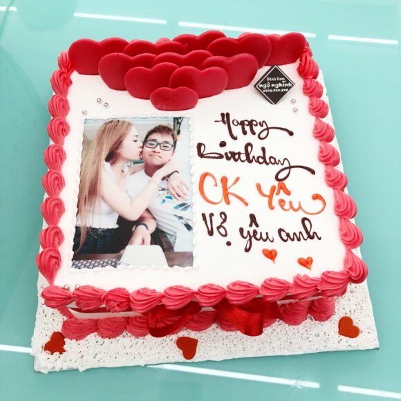 bánh sinh nhật chồng in ảnh đáng yêu