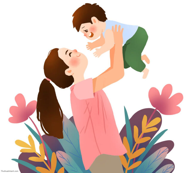 hình ảnh hoạt hình mẹ và bé