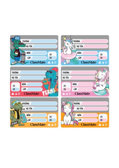 mẫu nhãn vở dex thương cute cho bé lớp 1