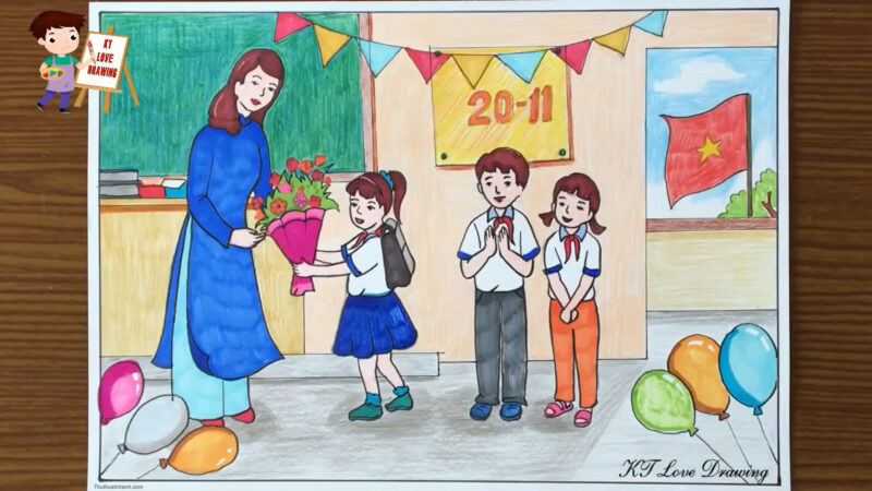 Vẽ tranh 20-11 Ngày Nhà Giáo Việt Nam đẹp nhất