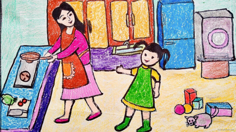 Vẽ tranh mẹ đẹp