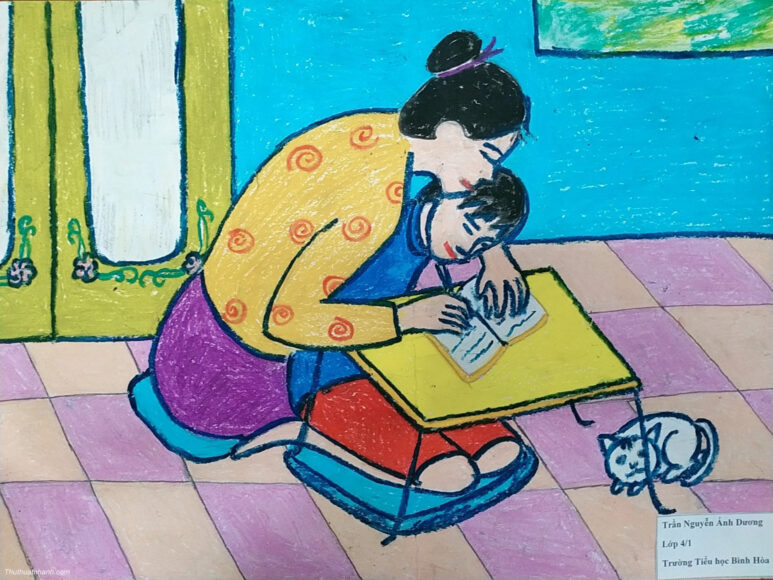 Vẽ tranh mẹ đẹp của học sinh lớp 4