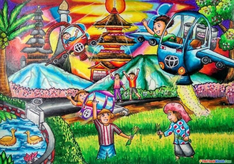 Vẽ tranh thế giới trong tương lai thành phố xanh