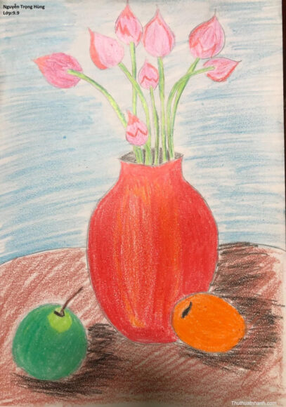 ﻿Vẽ tranh tĩnh vật hoa và quả đơn giản