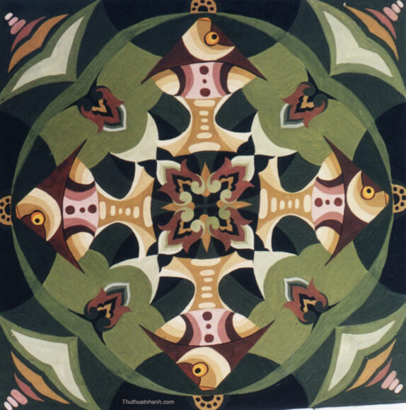 Vẽ tranh trang trí hình vuông con cá