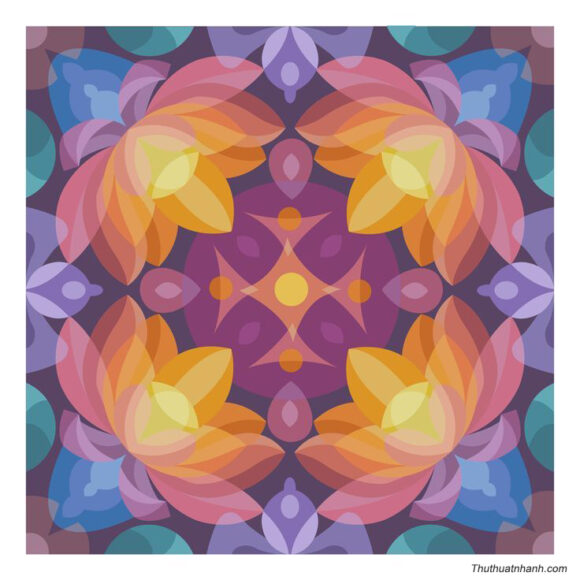 Vẽ tranh trang trí hình vuông hoa Sen