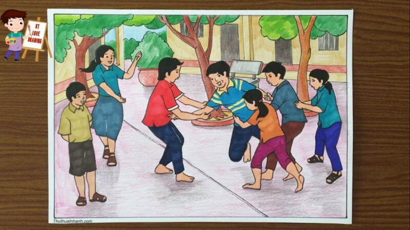 Vẽ tranh trò chơi dân gian đẹp nhất