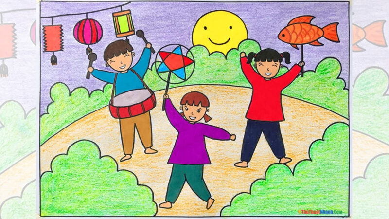 Vẽ tranh Trung Thu đơn giản cute