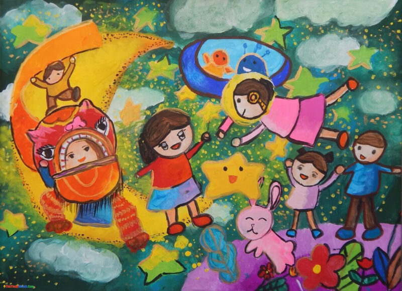 Vẽ tranh Trung Thu đơn giản mà đẹp