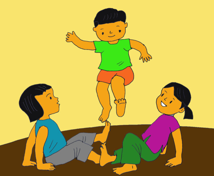 ảnh trò chơi dân gian Việt Nam chơi nhảy cầu chân