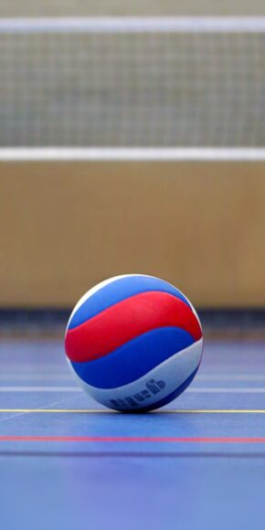 hình ảnh bóng chuyền màu xanh và đỏ