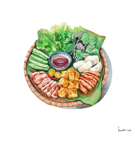 hình ảnh bún đậu mắm tôm hình vẽ