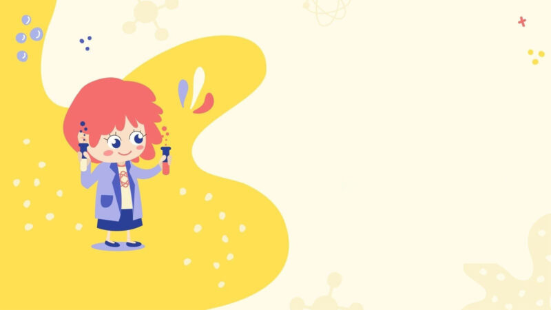 Hình nền powerpoint bé học hóa dễ thương, cute