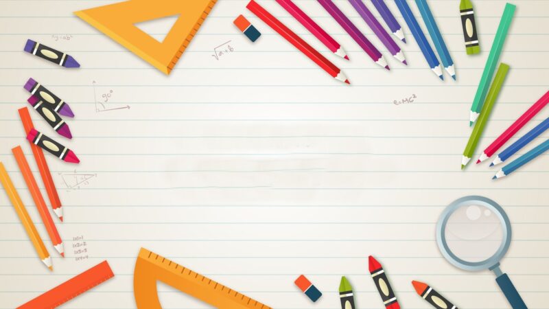Hình nền powerpoint dụng cụ học tập đáng yêu, dễ thương