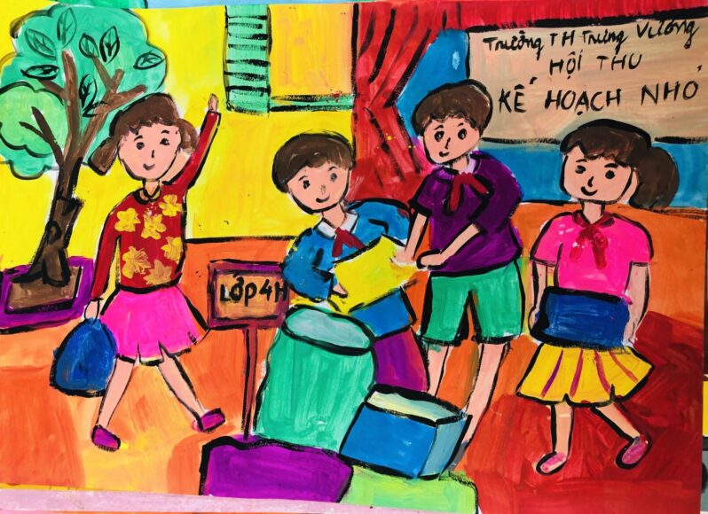 tranh vẽ đoàn thanh niên cộng sản Hồ Chí Minh, nhi đồng tham gia kế hoạch nhỏ