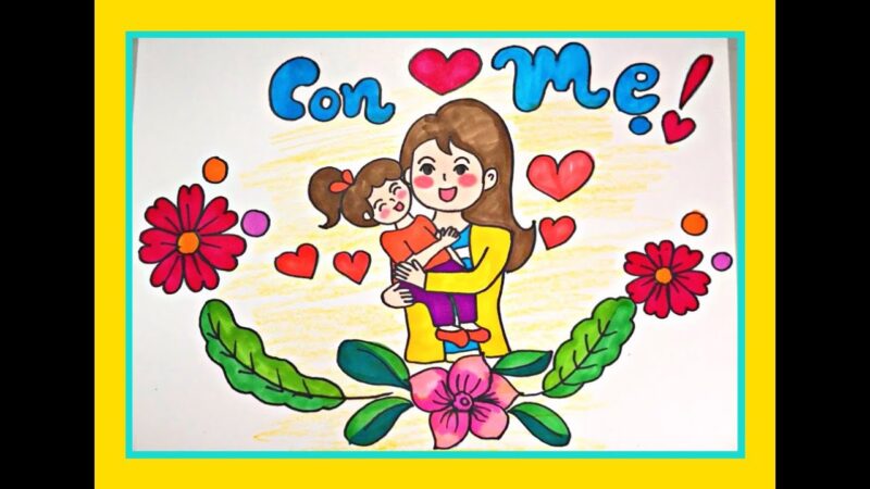 Vẽ tranh 20-10 con yêu mẹ