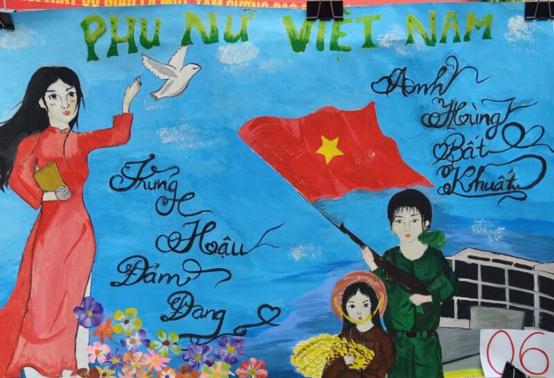 Vẽ tranh 20-10 tôn vinh phụ nữ Việt Nam ở mọi lĩnh vực