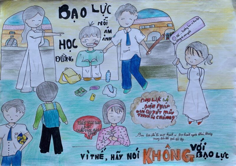 vẽ tranh bạo lực học đường là nỗi ám ảnh của tre