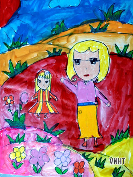 Vẽ tranh chủ đề 20-10 tranh sáp màu dễ thương