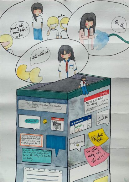 vẽ tranh đề tài bạo lực học đường bằng lời nói