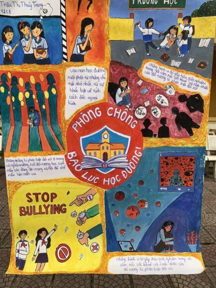 vẽ tranh đề tài bạo lực học đường tranh vẽ màu