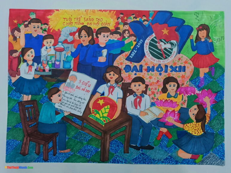 Vẽ tranh đoàn thanh niên cộng sản Hồ Chí Minh đẹp