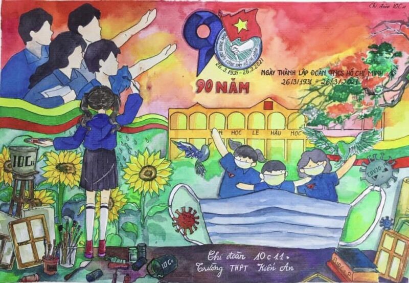 Vẽ tranh đoàn thanh niên cộng sản Hồ Chí Minh tranh vẽ nhân ngày thành lập đoàn
