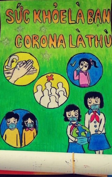 Vẽ tranh ngày hội sắc màu bảo vệ sức khỏe, phòng chống corona
